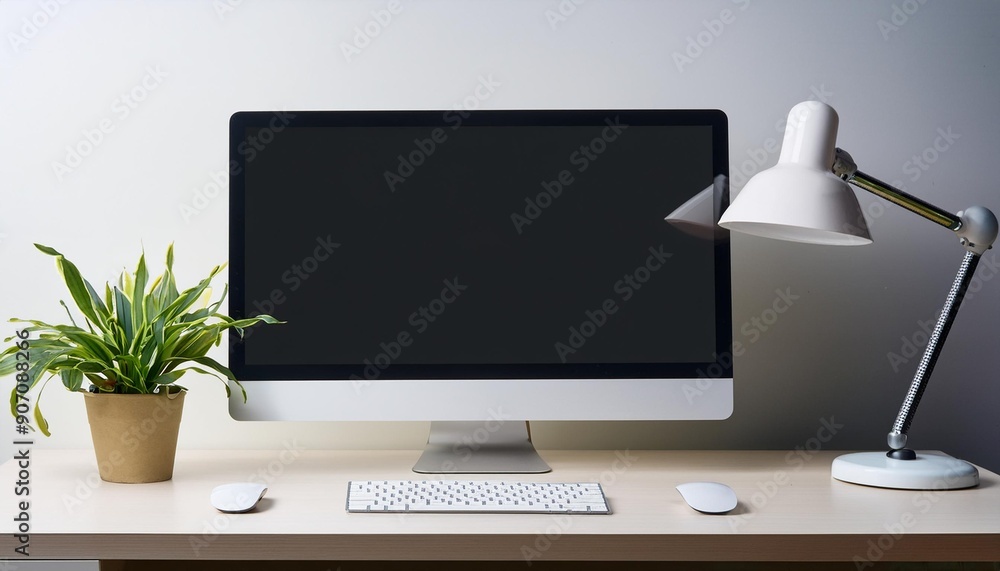 Fototapeta premium computer setup, monitor keyboard mouse