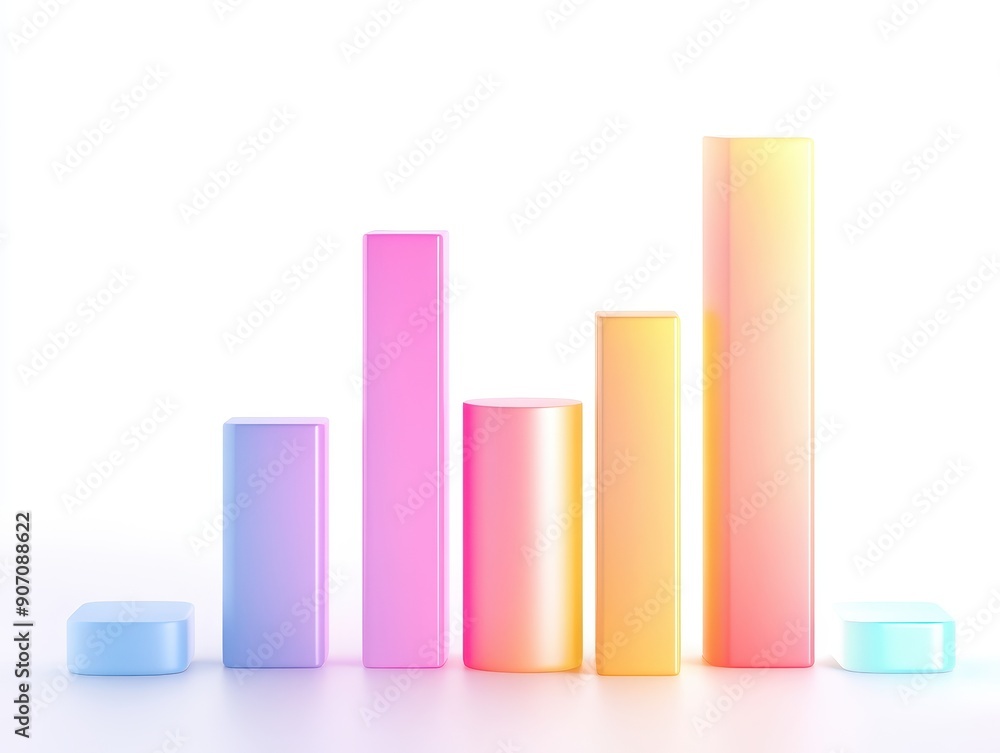 Sleek Modern Bar Chart with Gradient Effects on White Background Sleek Modern Bar Chart with Gradient Effects on White Background