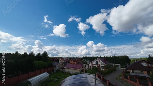 Summer sky over cottage village. Kazan, Russia