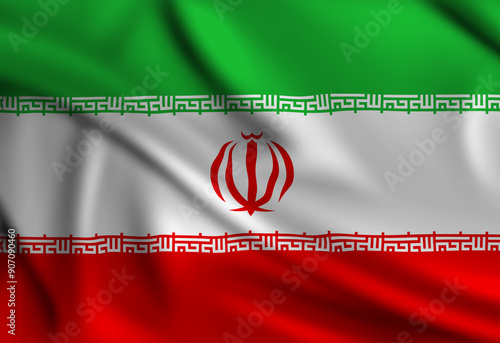 Iranian flag covering the frame is waving in the wind