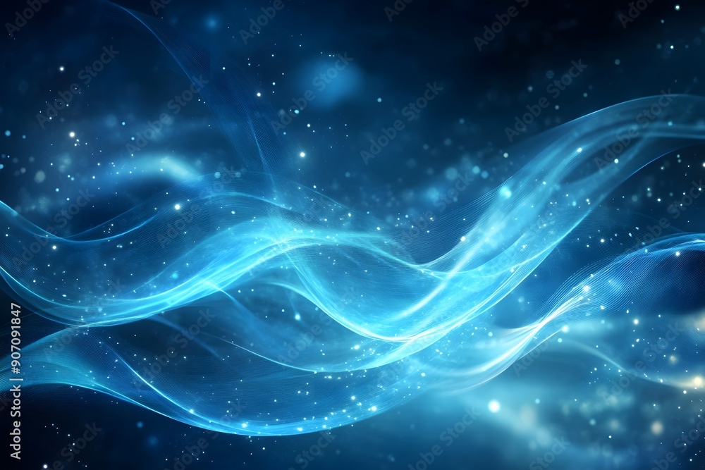 Ethereal Light Patterns on Blue Abstract Background Ethereal Light Patterns on Blue Abstract Background