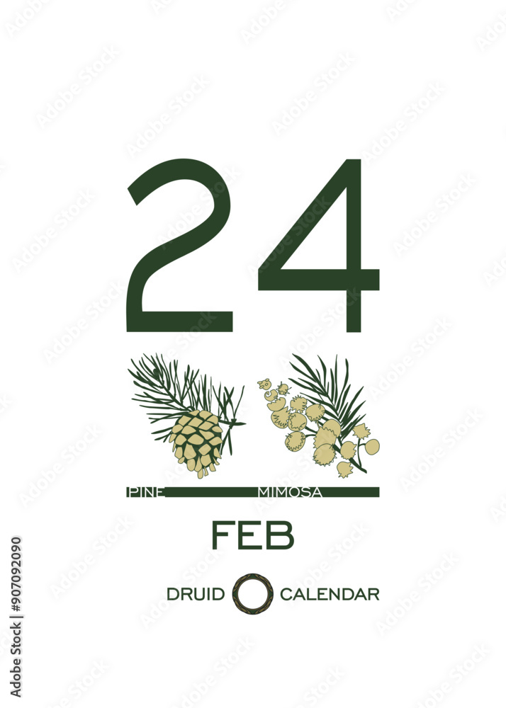 Druidic plant calendar of trees and flowers. Celtic astrological horoscope. Eco design for natural decor Druidic plant calendar of trees and flowers. Celtic astrological horoscope. Eco design for natural decor