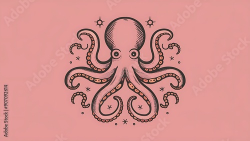 octopus illustration of an  background photo