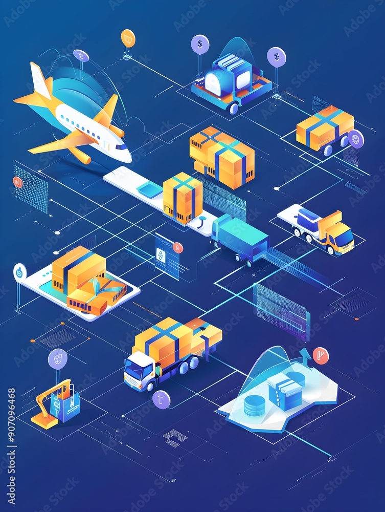Isometric global logistics network is depicted, highlighting fast ...