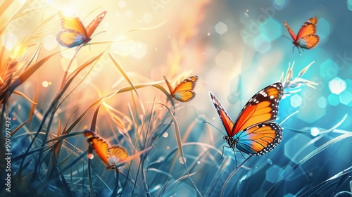 Butterflies in a Sunlit Mea...