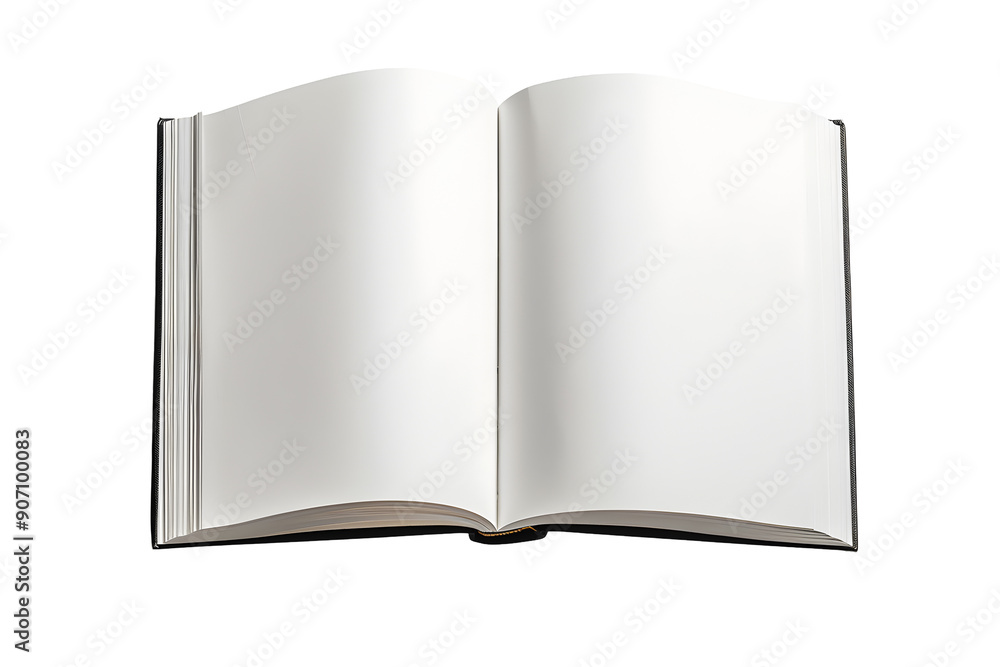 Open blank book mockup with white paper pages isolated on transparent background. Flat lay png, cutout. Open blank book mockup with white paper pages isolated on transparent background. Flat lay png, cutout.