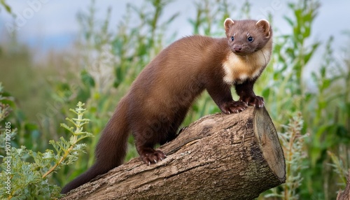 marten sitting on a tree