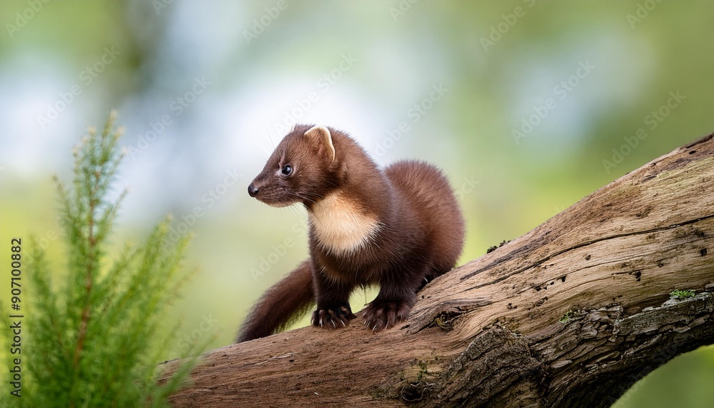 Fototapeta premium marten sitting on a tree
