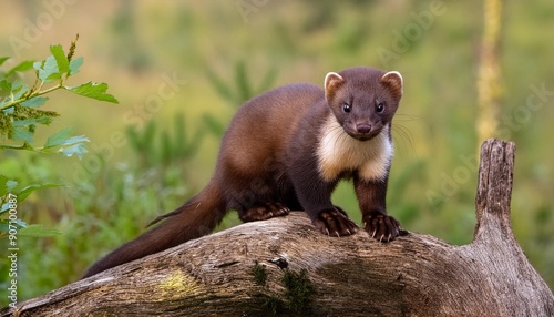 marten sitting on a tree