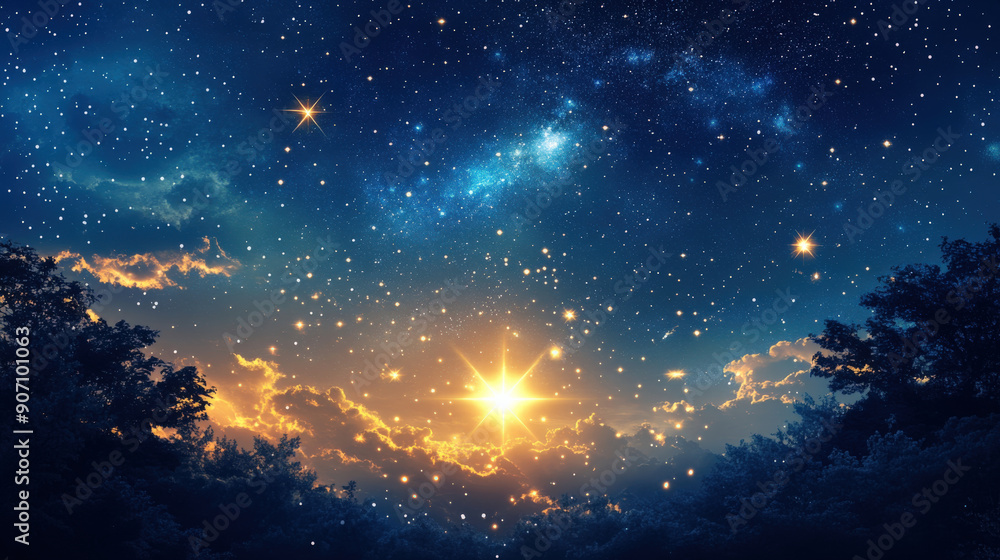 abstract background representing a night sky with minimalist stars and a bright central star, evoking a peaceful Christmas holiday night abstract background representing a night sky with minimalist stars and a bright central star, evoking a peaceful Christmas holiday night