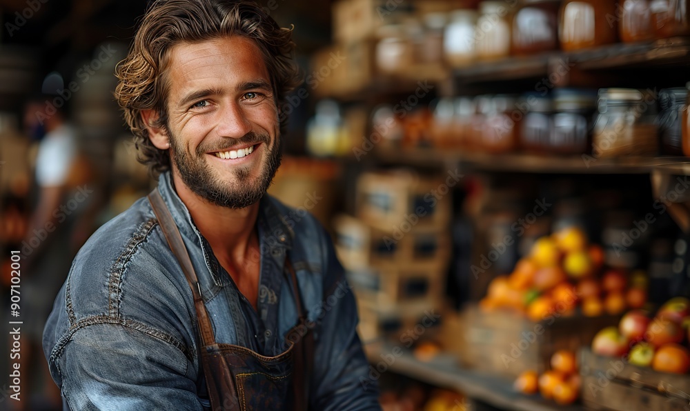A smiling young man, who is a factory manager, is working in a warehouse. A smiling young man, who is a factory manager, is working in a warehouse.