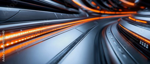 illustration of modern futuristic metallic background with orange lights