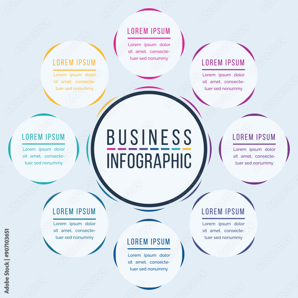Circle Infographic design 8 Steps, objects, elements or options infographic information Circle Infographic design 8 Steps, objects, elements or options infographic information