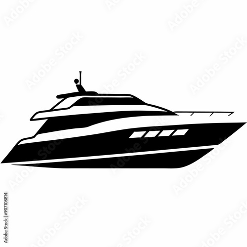 yacht vector art illustration in solid color on an isolated white background (7)