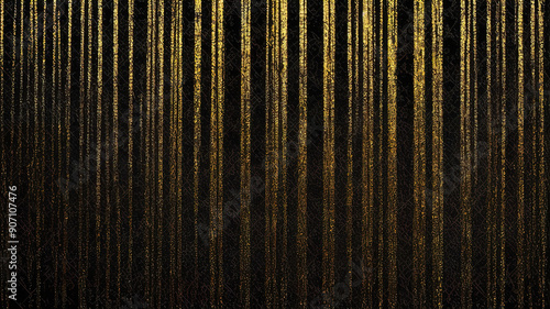 Black background with grunge texture with golden lines. Luxury black gold background