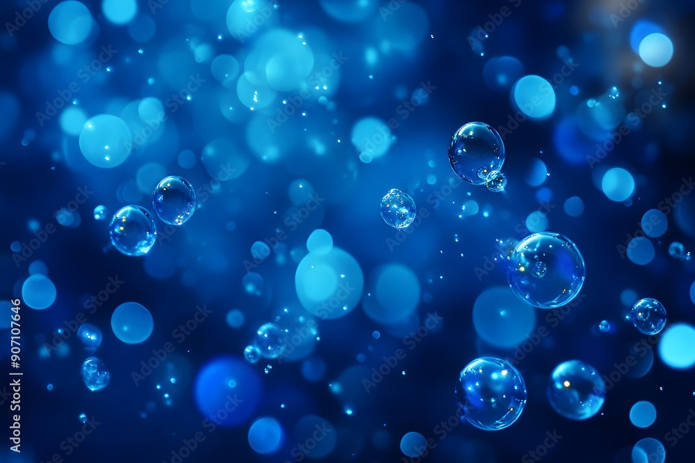 Blue iridescent bubble clusters on abstract background Blue iridescent bubble clusters on abstract background