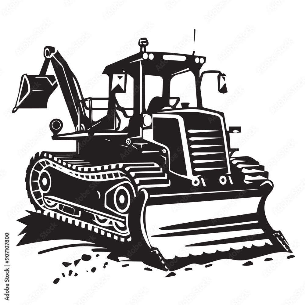 Bulldozer in cartoon, doodle style . Image for t-shirt, web, mobile apps and ui. Isolated 2d vector illustration in logo, icon, sketch style, Eps 10, black and white. AI Generative Bulldozer in cartoon, doodle style . Image for t-shirt, web, mobile apps and ui. Isolated 2d vector illustration in logo, icon, sketch style, Eps 10, black and white. AI Generative