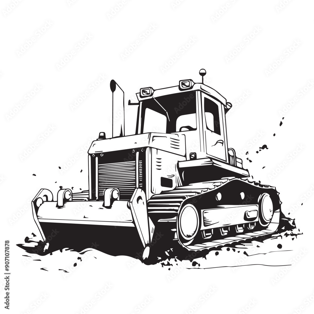 Bulldozer in cartoon, doodle style . Image for t-shirt, web, mobile apps and ui. Isolated 2d vector illustration in logo, icon, sketch style, Eps 10, black and white. AI Generative Bulldozer in cartoon, doodle style . Image for t-shirt, web, mobile apps and ui. Isolated 2d vector illustration in logo, icon, sketch style, Eps 10, black and white. AI Generative