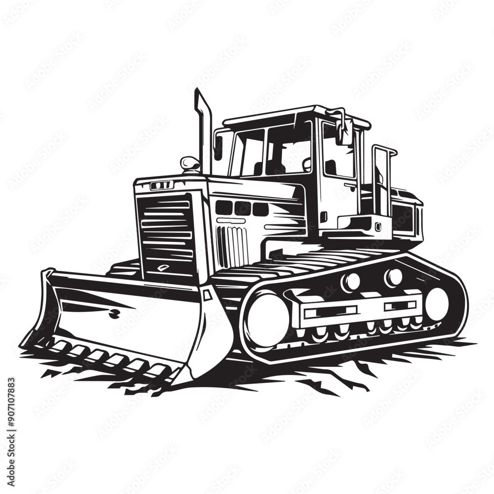 Bulldozer in cartoon, doodle style . Image for t-shirt, web, mobile apps and ui. Isolated 2d vector illustration in logo, icon, sketch style, Eps 10, black and white. AI Generative Bulldozer in cartoon, doodle style . Image for t-shirt, web, mobile apps and ui. Isolated 2d vector illustration in logo, icon, sketch style, Eps 10, black and white. AI Generative