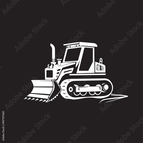 Bulldozer in cartoon, doodle style . Image for t-shirt, web, mobile apps and ui. Isolated 2d vector illustration in logo, icon, sketch style, Eps 10, black and white. AI Generative