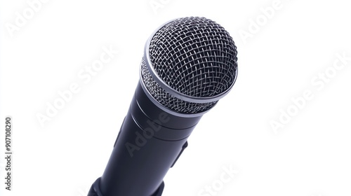 Black Microphone on White Background