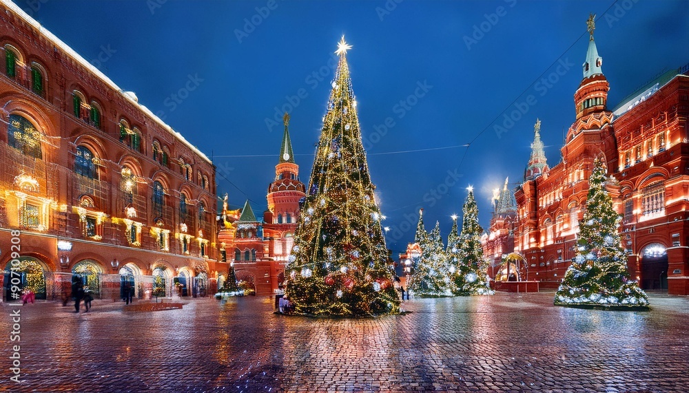 Obraz premium European cities filled with Christmas festival atmosphere