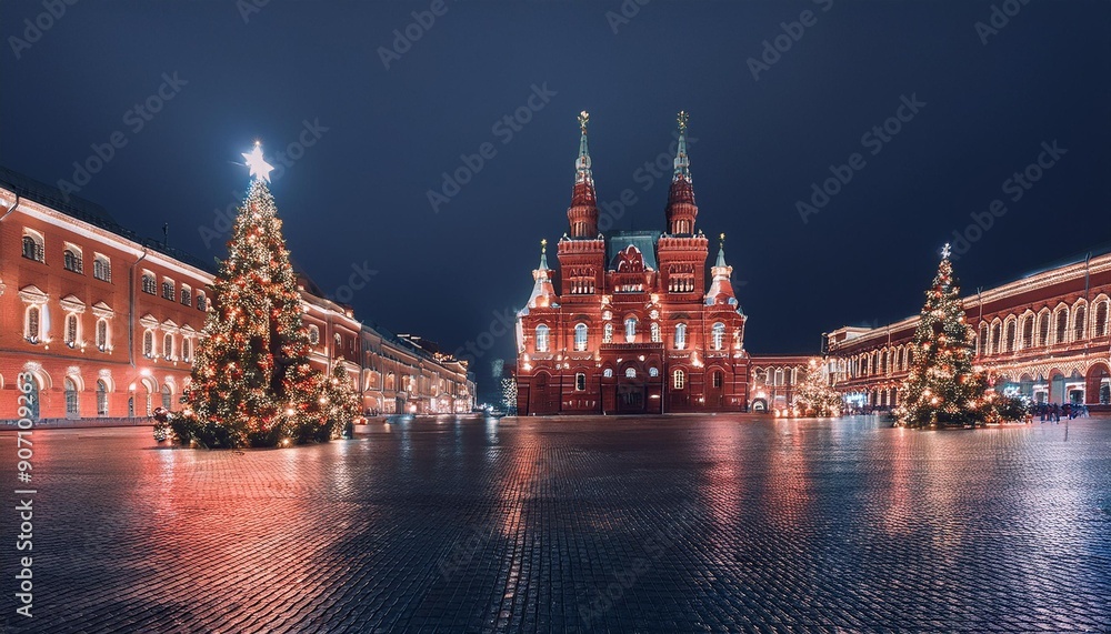 Fototapeta premium European cities filled with Christmas festival atmosphere