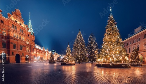 European cities filled with Christmas festival atmosphere #907109242