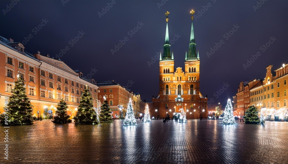 Fototapeta premium European cities filled with Christmas festival atmosphere