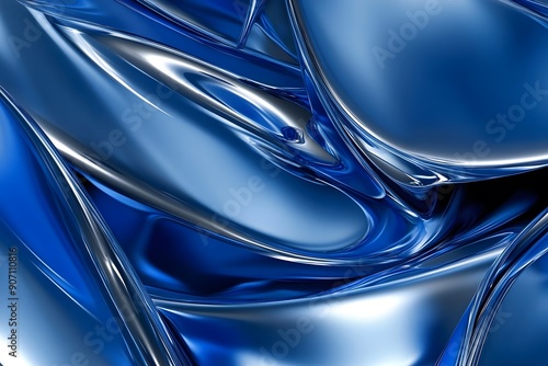 Wallpaper Mural Blue background with abstract chrome shapes Torontodigital.ca