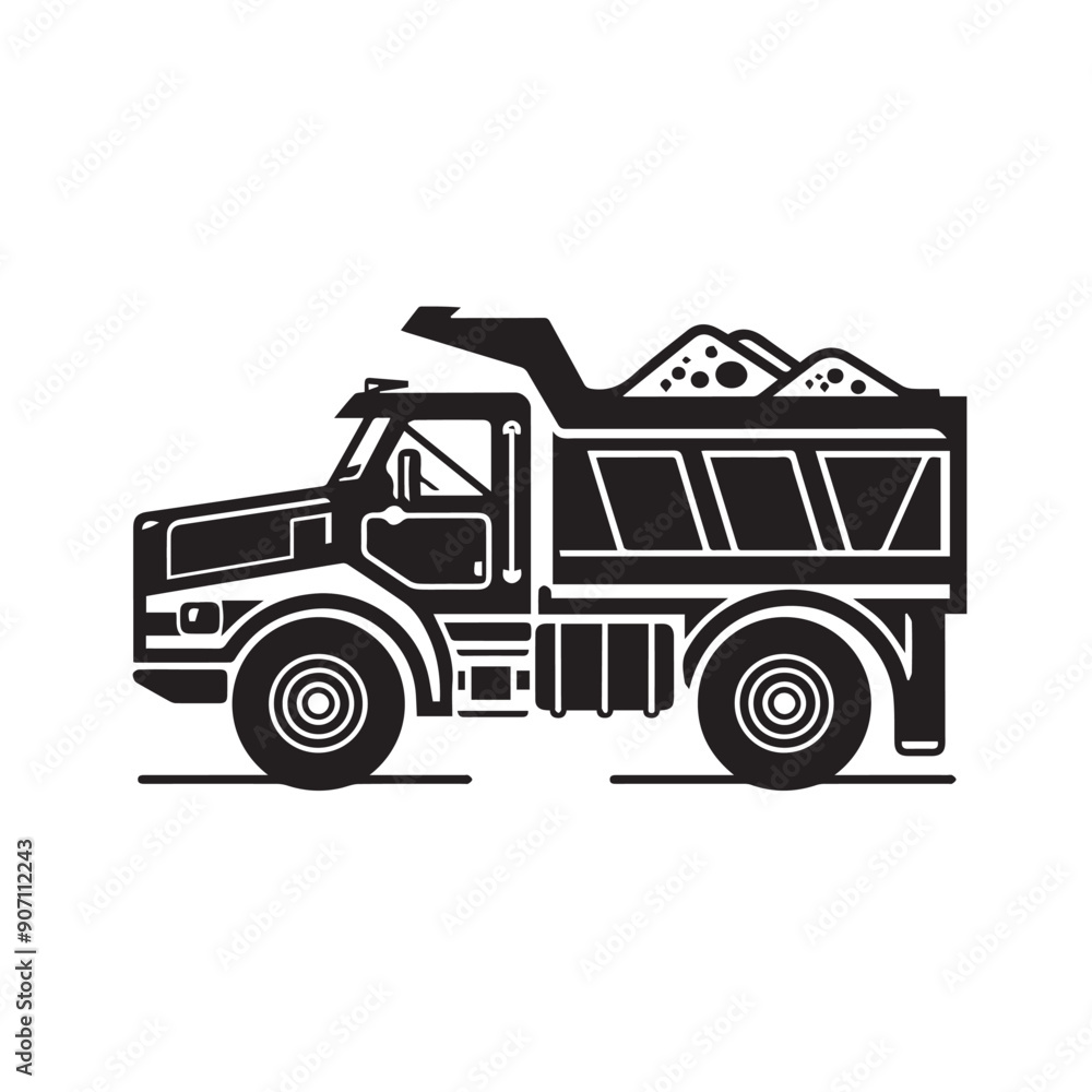 DUMP TRUCK in cartoon, doodle style . Image for t-shirt, web, mobile apps and ui. Isolated 2d vector illustration in logo, icon, sketch style, Eps 10, black and white. AI Generative DUMP TRUCK in cartoon, doodle style . Image for t-shirt, web, mobile apps and ui. Isolated 2d vector illustration in logo, icon, sketch style, Eps 10, black and white. AI Generative