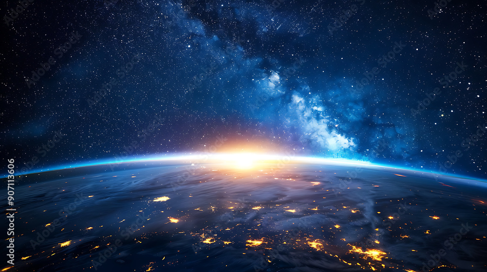 Nighttime Splendor: Earth's Majestic View from Space Nighttime Splendor: Earth's Majestic View from Space