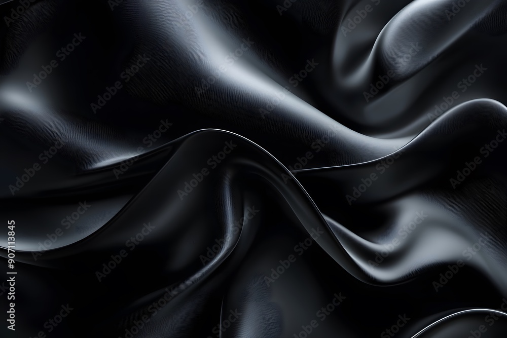 Fototapeta premium Fluid organic shapes on abstract black background