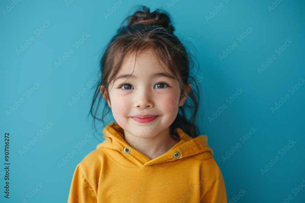 Innocent Charm: A Portrait of a Cute Little Schoolboy Smiling in a Hoodie, Isolated on a Blue Background Innocent Charm: A Portrait of a Cute Little Schoolboy Smiling in a Hoodie, Isolated on a Blue Background