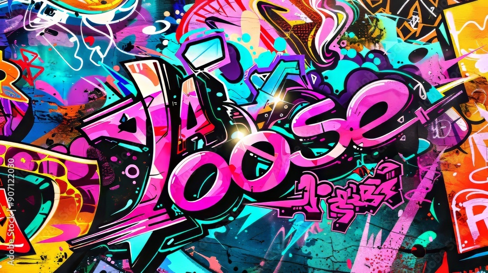 Street art-inspired mural painting with bold colors and abstract shapes. (Stock) Street art-inspired mural painting with bold colors and abstract shapes. (Stock)