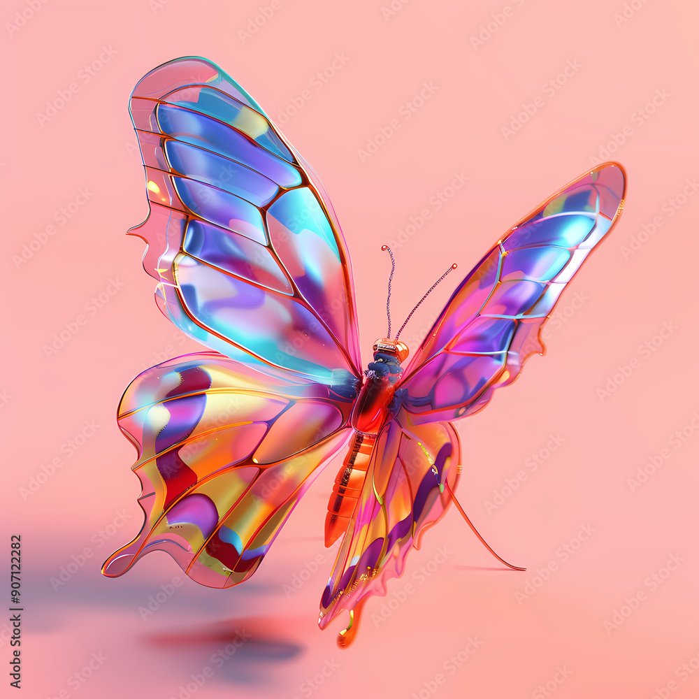 Whimsical 3D Butterfly with Vibrant Contrasting Colors Whimsical 3D Butterfly with Vibrant Contrasting Colors