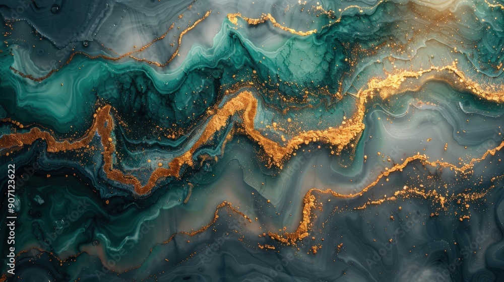 A high-resolution background featuring a green and gold marble texture. The design includes liquid ink paint effects and a luxurious stone pattern, creating a modern and elegant look A high-resolution background featuring a green and gold marble texture. The design includes liquid ink paint effects and a luxurious stone pattern, creating a modern and elegant look