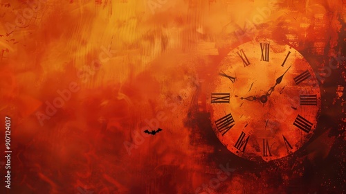 Wallpaper Mural Mysterious Sunset Over Ancient Clock With Bat Silhouette Torontodigital.ca