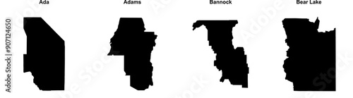 Ada, Adams, Bannock, Bear Lake outline maps