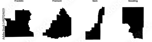 Franklin, Fremont, Gem, Gooding outline maps
