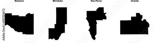 Madison, Minidoka, Nez Perce, Oneida outline maps
