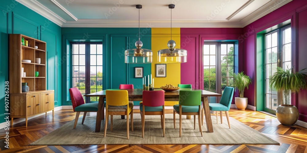 Eclectic dining room with bold colors combo , eclectic, dining room, furniture, bold colors, vibrant Eclectic dining room with bold colors combo , eclectic, dining room, furniture, bold colors, vibrant