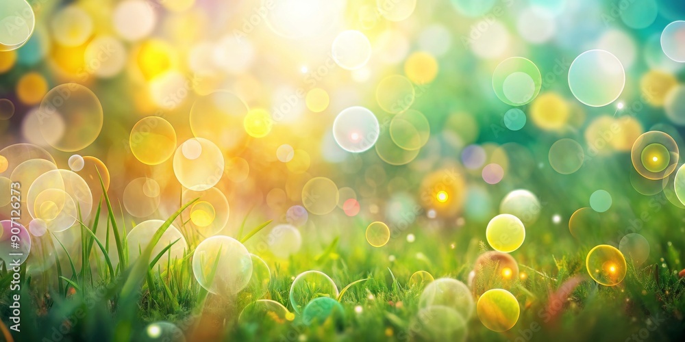 Obraz premium Abstract nature background with soft and colorful bokeh circles , bokeh, abstract, nature, background, soft, colorful