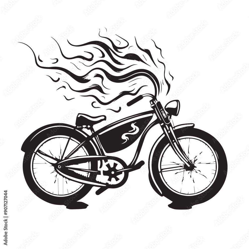 Fototapeta premium CITY BIKE in cartoon, doodle style . Image for t-shirt, web, mobile apps and ui. Isolated 2d vector illustration in logo, icon, sketch style, Eps 10, black and white. AI Generative