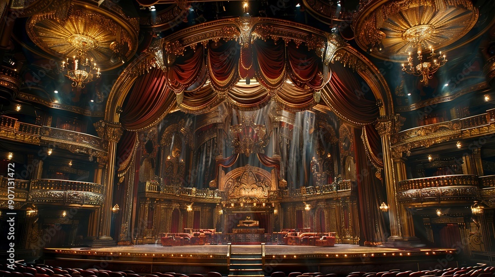 Obraz premium Grand theater stage for a show.
