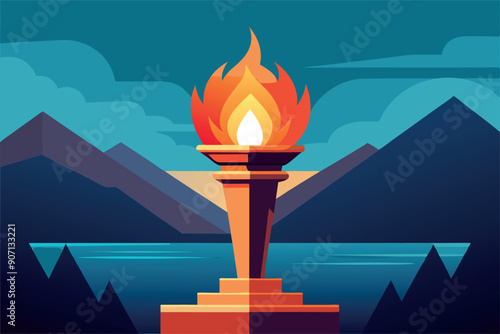 Vector illustration of olympic torch with fire flames