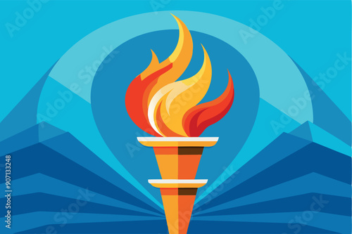 Vector illustration of olympic torch with fire flames