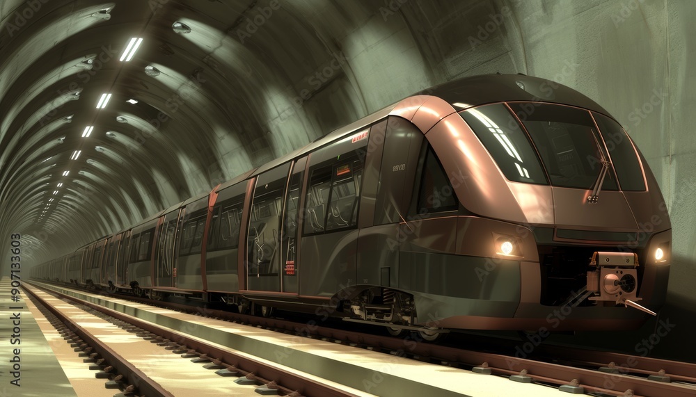 A high-speed modern train travels on a railway or bridge. Passenger train. A high-speed modern train travels on a railway or bridge. Passenger train.