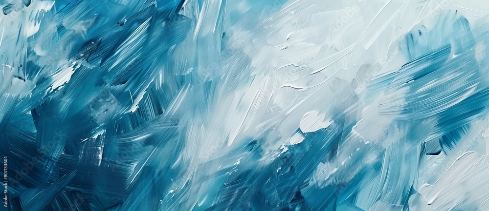 Obraz premium The colors blend in a captivating way, creating an intriguing visual display featuring abstract blue and white textures.