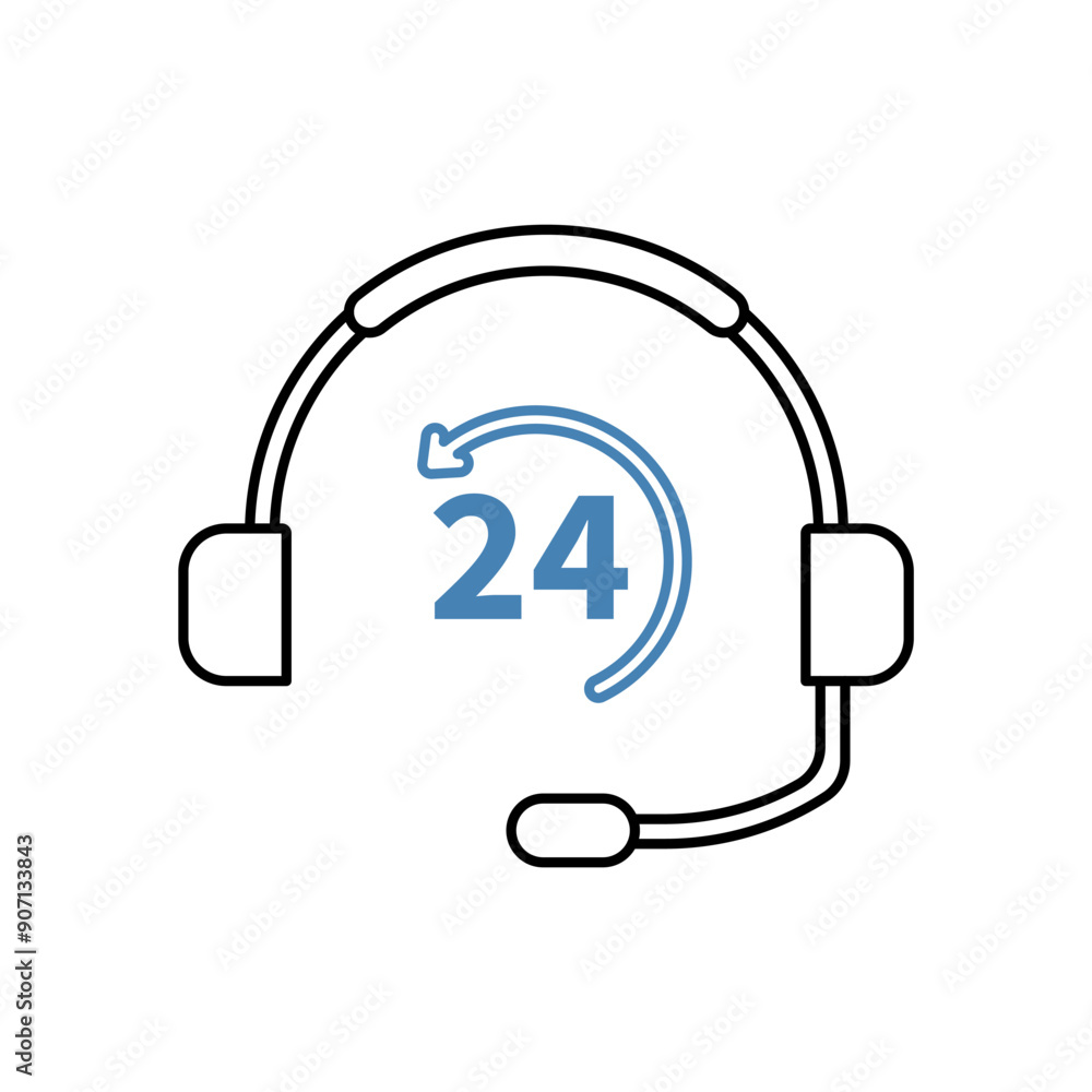24 hour assistance concept line icon. Simple element illustration. 24 hour assistance concept outline symbol design. 24 hour assistance concept line icon. Simple element illustration. 24 hour assistance concept outline symbol design.